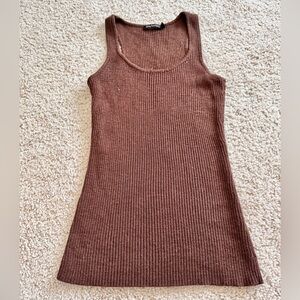 Vintage Daisy Fuentes Ribbed Brown Knit Tank Top